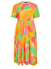 Yours Curve Orange Abstract Print Pure Cotton Midaxi Dress - Image 5 of 6