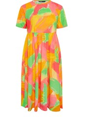 Yours Curve Orange Abstract Print Pure Cotton Midaxi Dress - Image 6 of 6