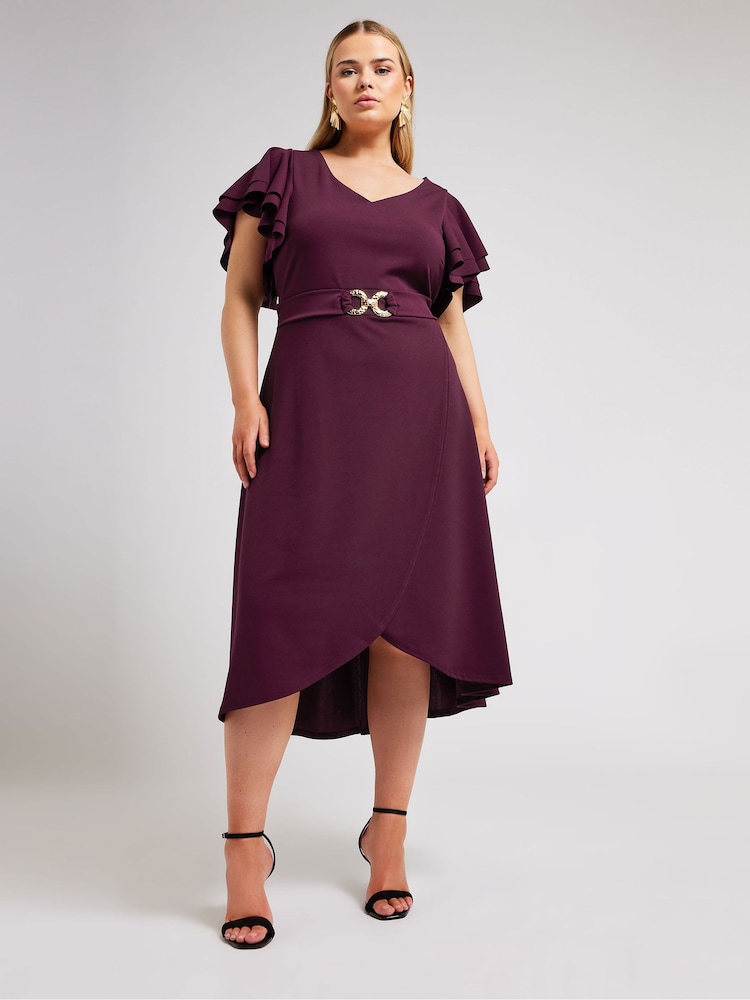 Yours Curve London Buckle Dipped Hem средних размеров платья - Image 2 of 5