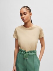 BOSS Beige Slim Fit Cotton Jersey T-Shirt - Image 1 of 5