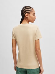 BOSS Beige Slim Fit Cotton Jersey T-Shirt - Image 4 of 5