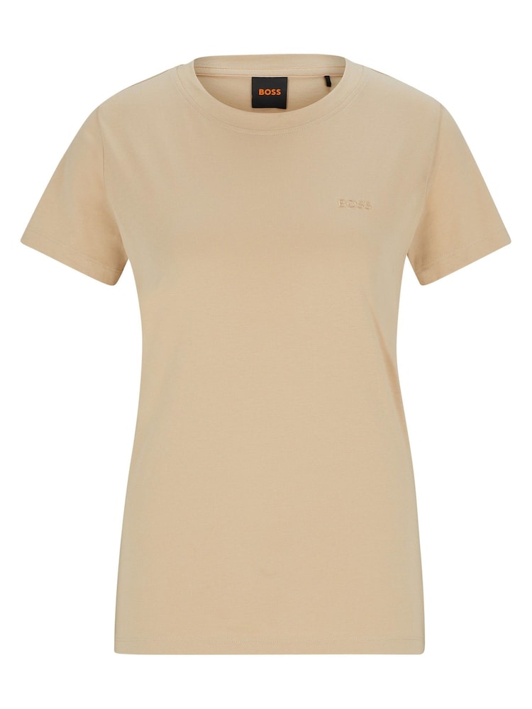 BOSS Beige Slim Fit Cotton Jersey T-Shirt - Image 5 of 5