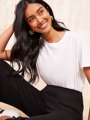 Friends Like These Black Petite Jersey Wide Leg Trousers - Image 3 of 4