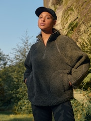 Khaki Green Active Teddy Borg Fleece Jacket - Image 1 of 9