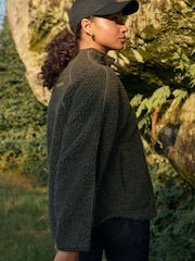 Khaki Green Active Teddy Borg Fleece Jacket - Image 3 of 9