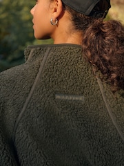 Khaki Green Active Teddy Borg Fleece Jacket - Image 6 of 9
