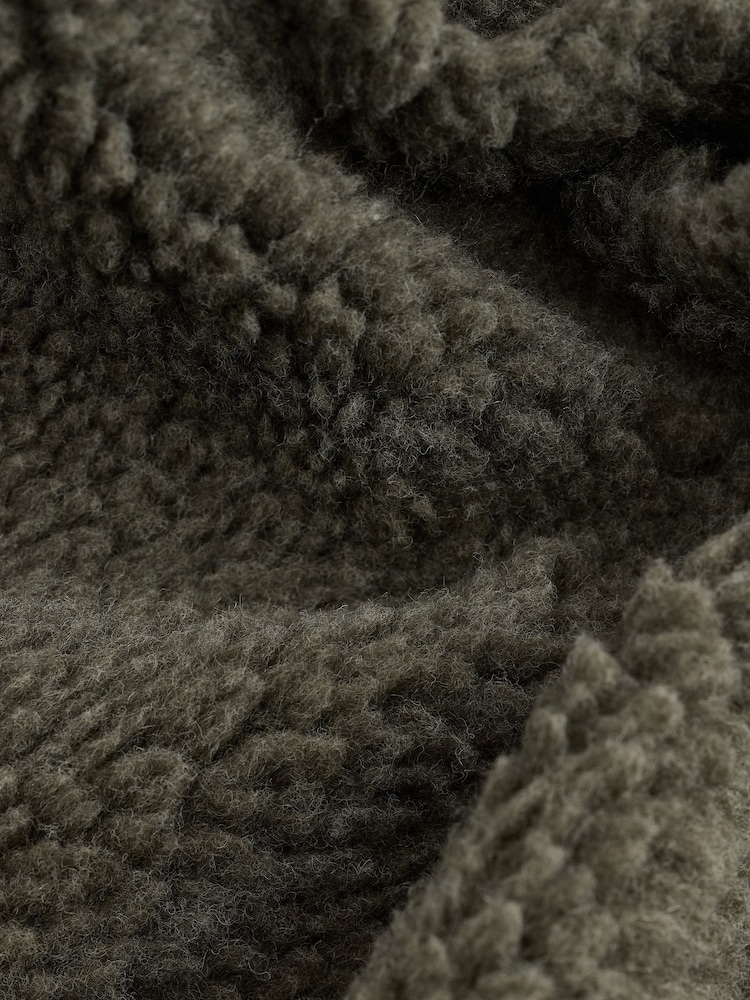 Khaki Green Active Teddy Borg Fleece Jacket - Image 9 of 9