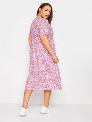 Yours Curve White Abstract Print Pure 100% Cotton Midaxi Dress - Image 3 of 6