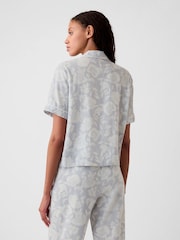 Gap Grey Floral Linen-Blend Pyjama Shirt - Image 2 of 4
