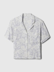 Gap Grey Floral Linen-Blend Pyjama Shirt - Image 4 of 4