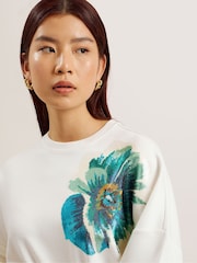 Ted Baker White Sequin Graphic Bayleyy Sweatshirt - Image 2 of 6