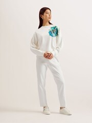 Ted Baker White Sequin Graphic Bayleyy Sweatshirt - Image 3 of 6
