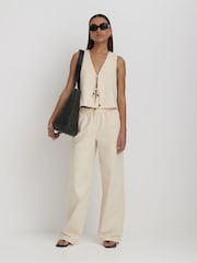 4th & Reckless Cream Zella Tie Front Waistcoat - Image 1 of 5