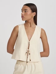 4th & Reckless Cream Zella Tie Front Waistcoat - Image 3 of 5