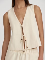 4th & Reckless Cream Zella Tie Front Waistcoat - Image 4 of 5