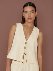 4th & Reckless Cream Zella Tie Front Waistcoat - Image 5 of 5