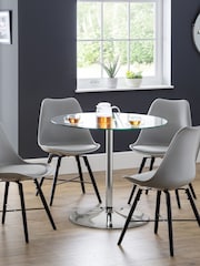 Julian Bowen Kudos Chrome & Glass Pedestal Table - Image 1 of 3