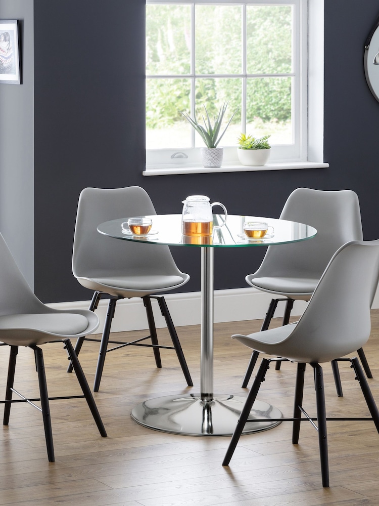 Julian Bowen Kudos Chrome & Glass Pedestal Table - Image 1 of 3