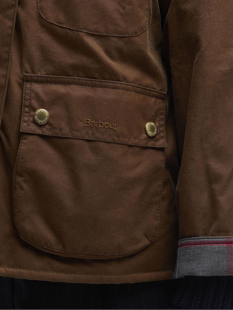 Barbour® Tan Brown Ruth Short Wax Jacket - Image 7 of 7