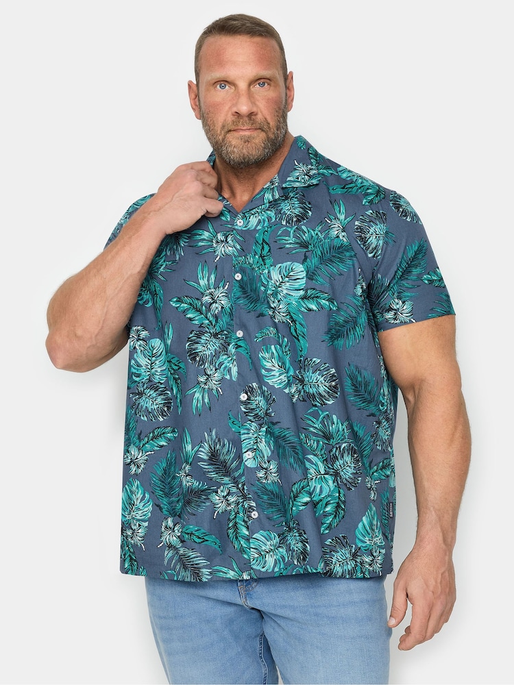 BadRhino Big & Tall Blue Print 100% Cotton Shirt - Image 1 of 3