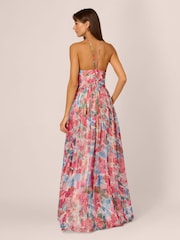 Adrianna Papell Pink Foiled Chiffon Maxi Dress - Image 2 of 7
