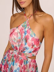Adrianna Papell Pink Foiled Chiffon Maxi Dress - Image 5 of 7