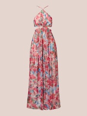 Adrianna Papell Pink Foiled Chiffon Maxi Dress - Image 7 of 7