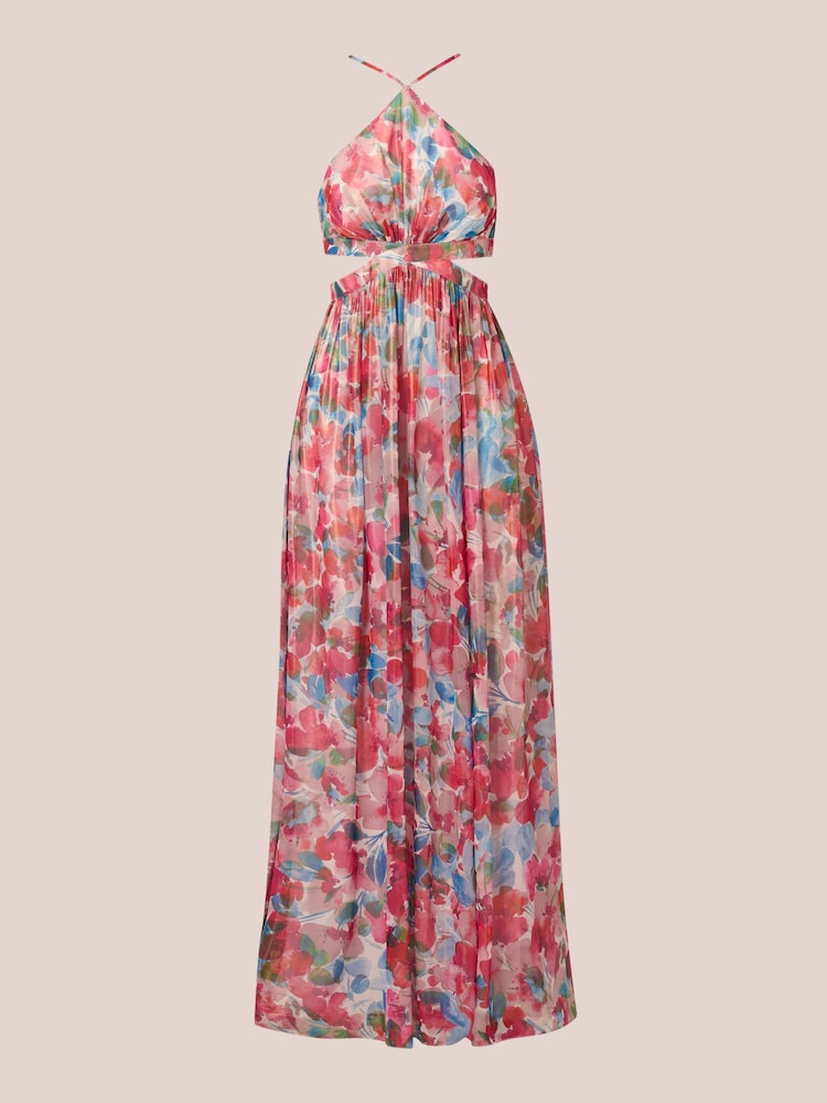 Adrianna Papell Pink Foiled Chiffon Maxi Dress - Image 7 of 7