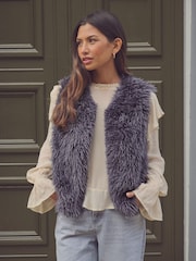 Blue Faux Fur Gilet - Image 1 of 8