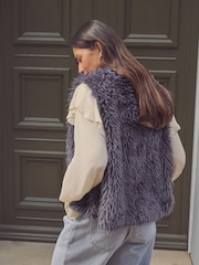 Blue Faux Fur Gilet - Image 3 of 8