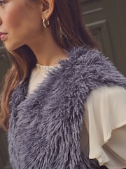 Blue Faux Fur Gilet - Image 4 of 8