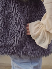 Blue Faux Fur Gilet - Image 5 of 8