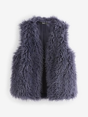 Blue Faux Fur Gilet - Image 6 of 8
