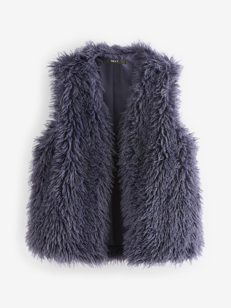 Blue Faux Fur Gilet - Image 6 of 8