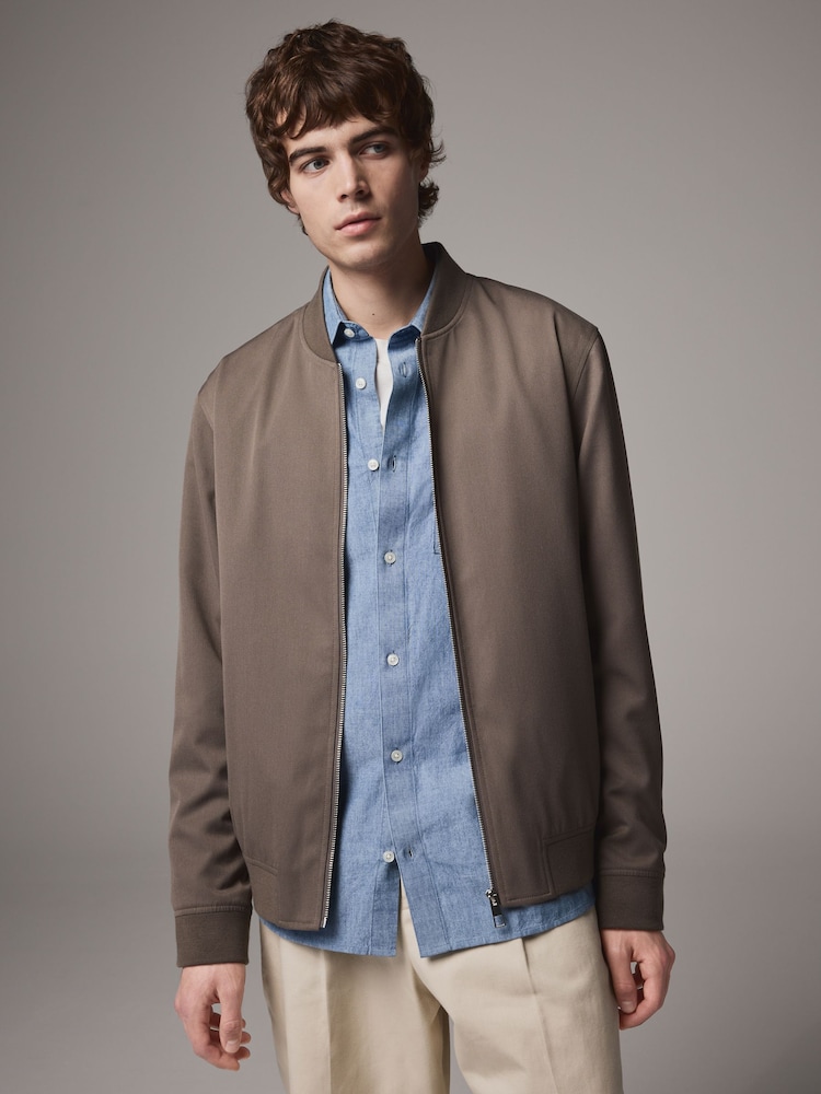 Taupe Smart Bomber Jacket - Image 1 of 11