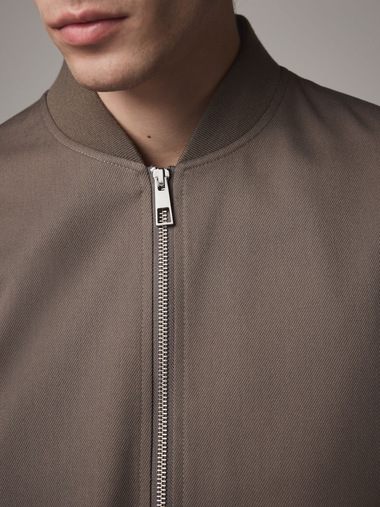 Taupe Smart Bomber Jacket - Image 4 of 11