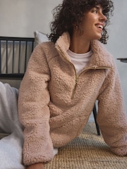 Neutral Borg Half Zip Jacket - Image 2 of 9