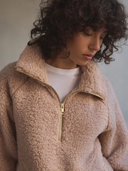 Neutral Borg Half Zip Jacket - Image 5 of 9