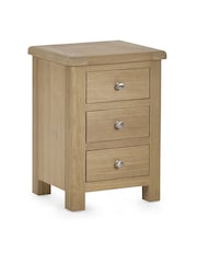 Julian Bowen Brown Memphis Limed 3 Drawer Bedside Table - Image 2 of 5
