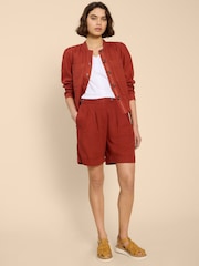 White Stuff Red Una Shorts With Linen - Image 3 of 7