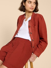 White Stuff Red Una Shorts With Linen - Image 4 of 7