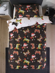 Santa & Rudolph Gamer Christmas Duvet Cover and Pillowcase Set - Image 3 of 9