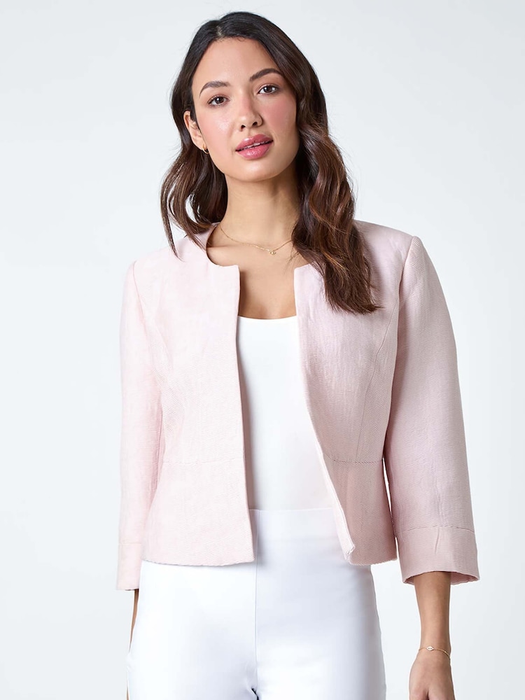 Pink - Roman Pleated Textured Cropped Jacket - Bild 2 von 5 Pink - Roman Pleated Textured Cropped Jacket - Bild 2 von 5