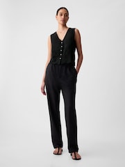 Gap Black Linen Blend Waistcoat Vest - Image 3 of 4