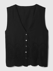 Gap Black Linen Blend Waistcoat Vest - Image 4 of 4