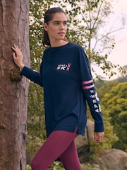 Navy Blue Long Sleeve Heavyweight 100% Cotton T-Shirt with Apres Ski Graphic - Image 2 of 5