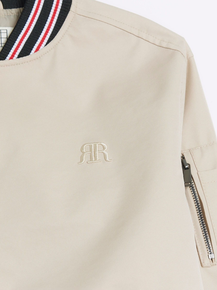 River Island Natural Boys Bomber Trench 100% Cotton Coat - Image 4 of 4