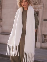 Self. Cream Heavyweight Blanket Scarf - Image 4 of 8
