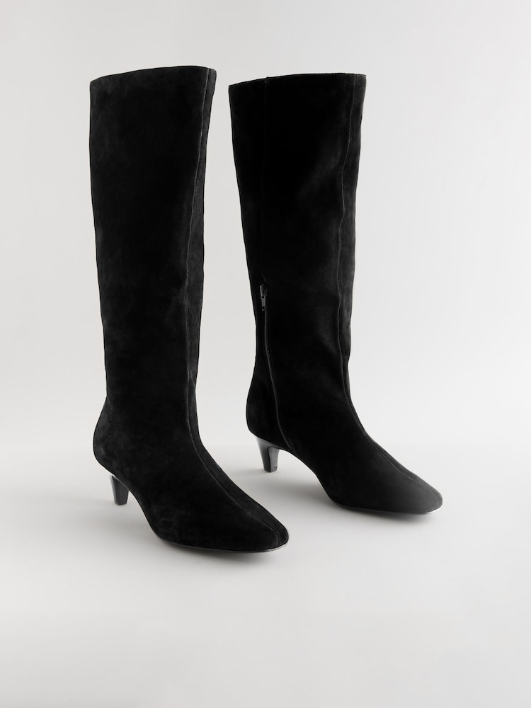Black Forever Comfort® Suede Knee High Heeled Boots - Image 4 of 8