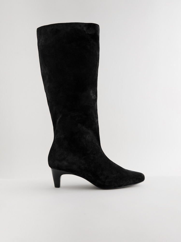 Black Forever Comfort® Suede Knee High Heeled Boots - Image 5 of 8